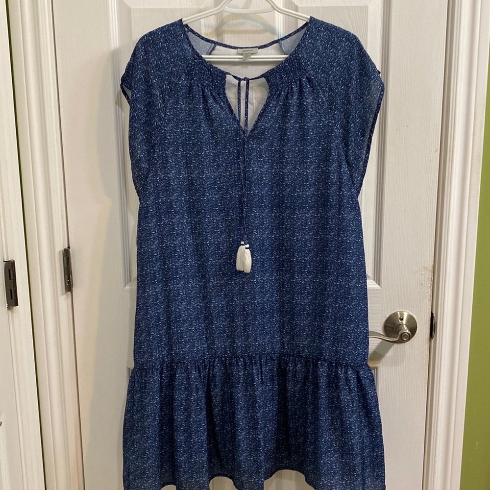Tristan Navy Speckled Tassel Midi Dress